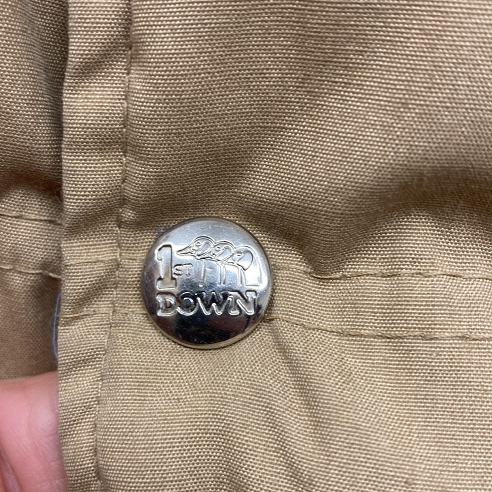 1st Down Y2K Puffer Down Coat Tan Long Middie Length Belted Khaki Trench EUC! - Picture 12 of 17